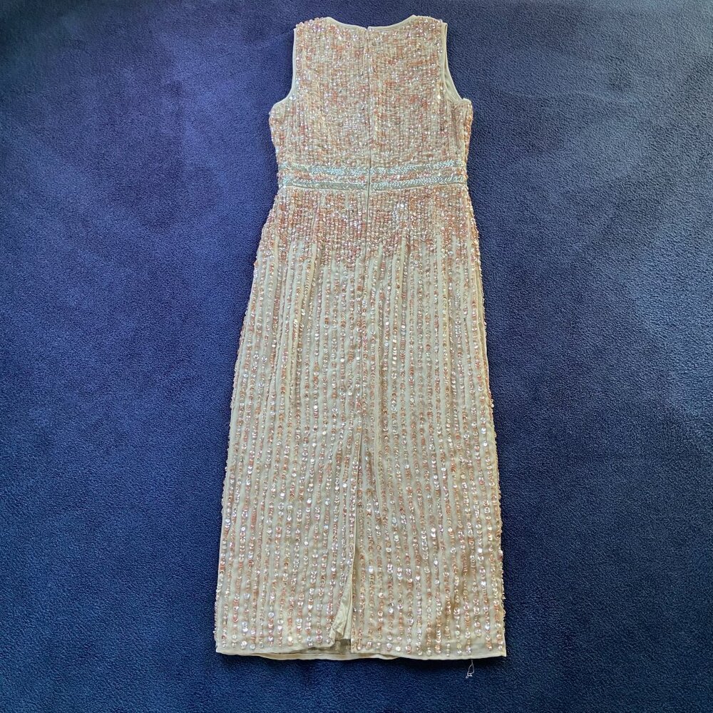EUC Mac Duggal Sleeveless High Neck Beaded Midi Sheath Dress Sz 6 - Picture 7 of 11